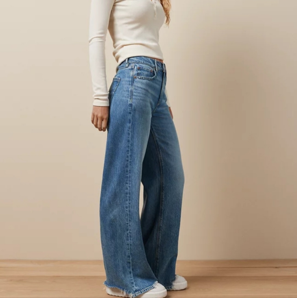 American Eagle Outfitters Blue Flare Wide Leg Jeans